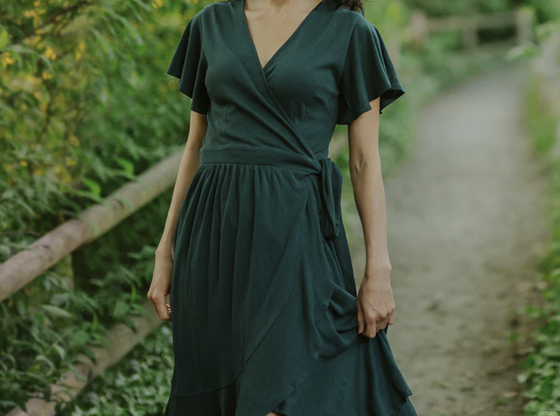sustainable women's clothing brands happy earth green dress