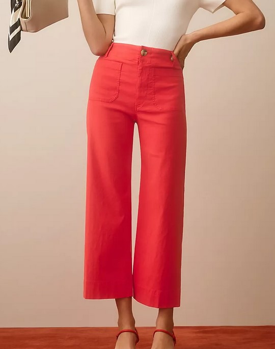 Anthropologie Maeve Wide Leg Pants in Red
