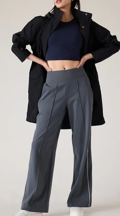 Athleta wide leg pants in a gray blue shade